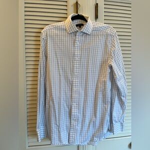 Quince Organic Cotton White and Blue Check Dress Shirt